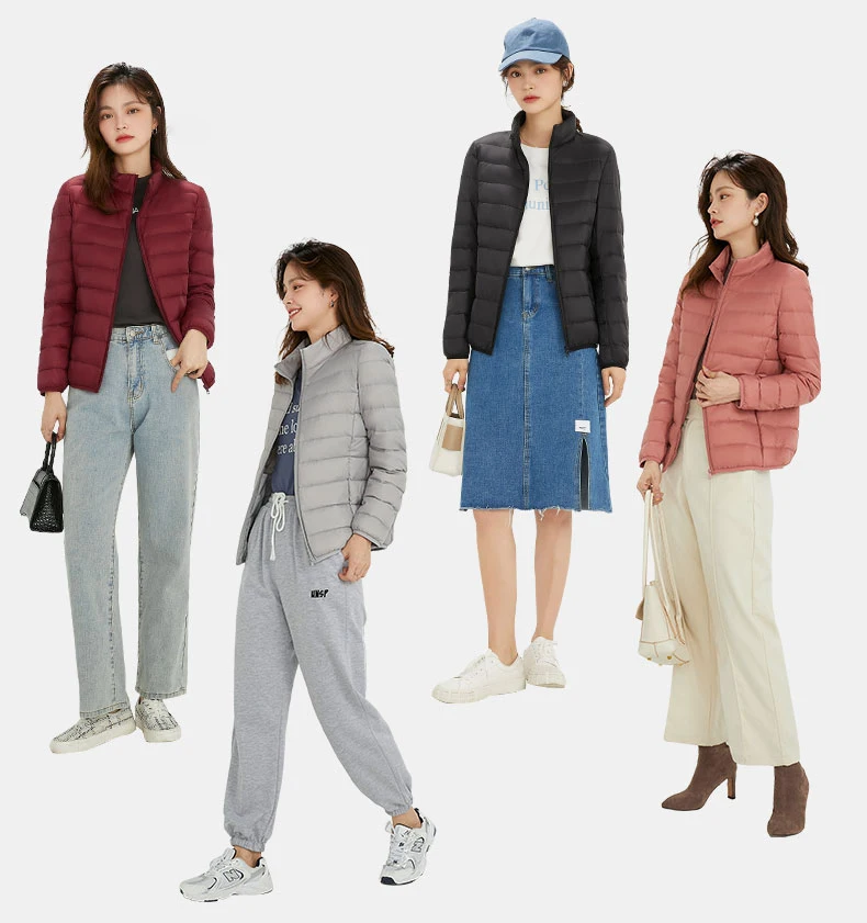 Woman High Quality Ultra Light 90% White Duck Down Jackets Women Long Sleeve Parkas Soft Fabric Short Tops Coat Windbreaker 2022