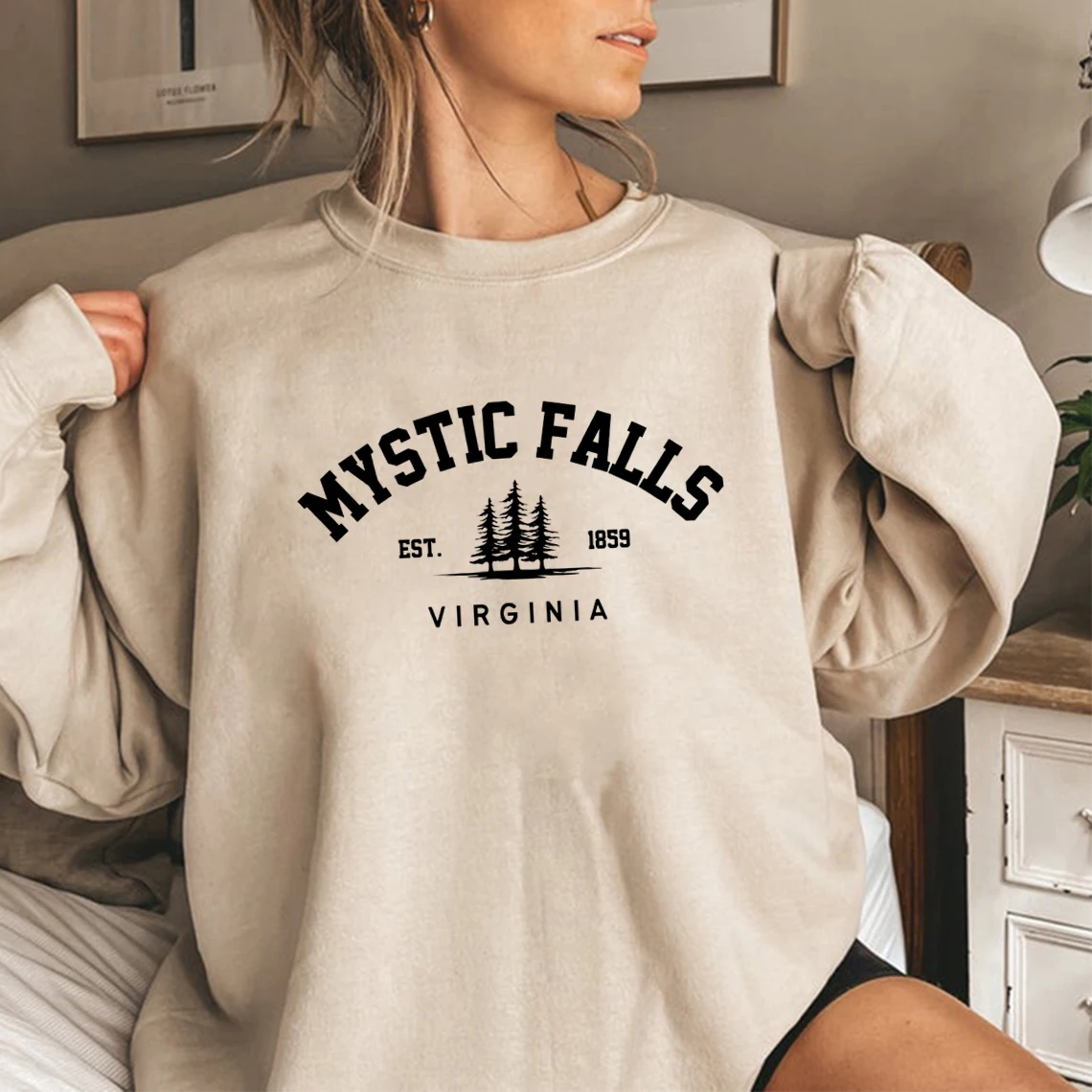 

Mystic Falls Virginia Sweatshirt Salvatores Hoodie Unisex Long Sleeve Crewneck Pullovers Hoodies Casual Sweater for Fans