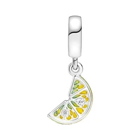 authentic new 925 sterling silver shining lemon slices dangle beads charms fit original bracelet necklace jewelry women berloque