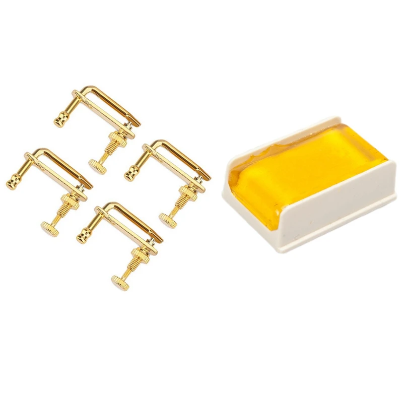 

4Pcs Violin Fine Tuners For 4/4 Violin With White Bow Rosin Greek Pitch Friction-Increasing For Violin Viola Cello