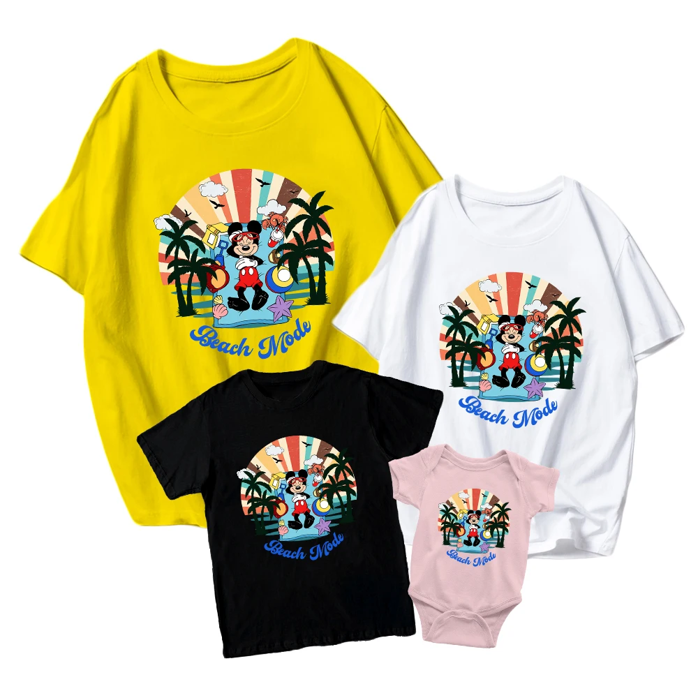 

Disney Mickey Parent-child T-shirt Mother And Daughter Summer Short-sleeved Fashion Casual Three Or Four Comfortable Round Neck