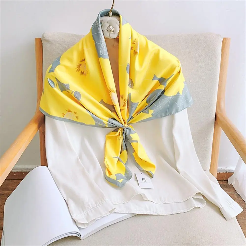 

Women Shawl Fashionable Imitation Silk Good-looking Retro Contrast Color Headscarf Female Headwear Head Scarf Shawl