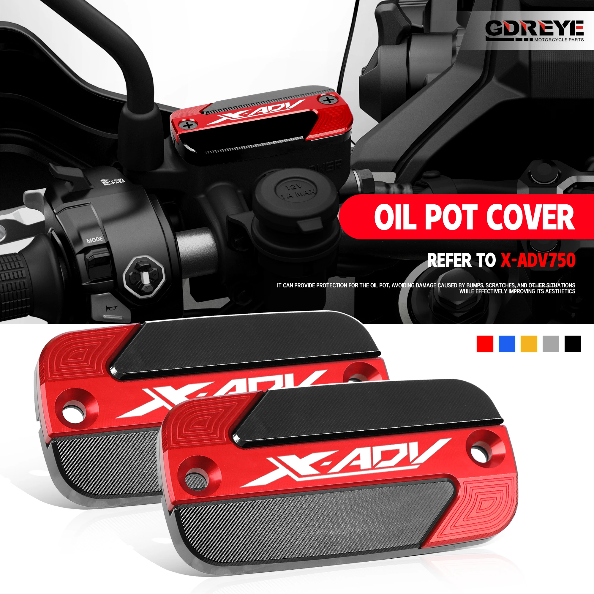 Фото Для мотоцикла Honda XADV X-ADV 750 X ADV 750 XADV750: Декоративная крышка бачка переднего тормозного жидкостного резервуара с ЧПУ №1