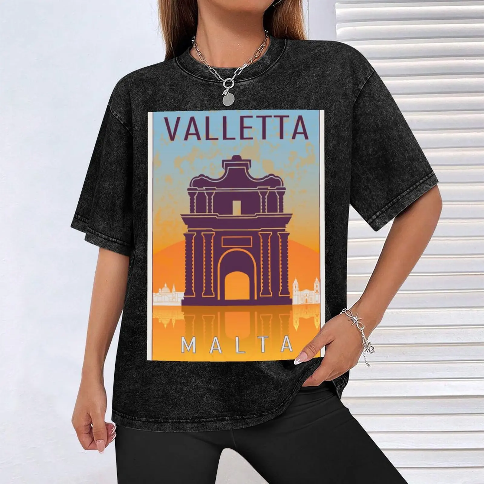 Valletta винтажная футболка с плакатом хлопок