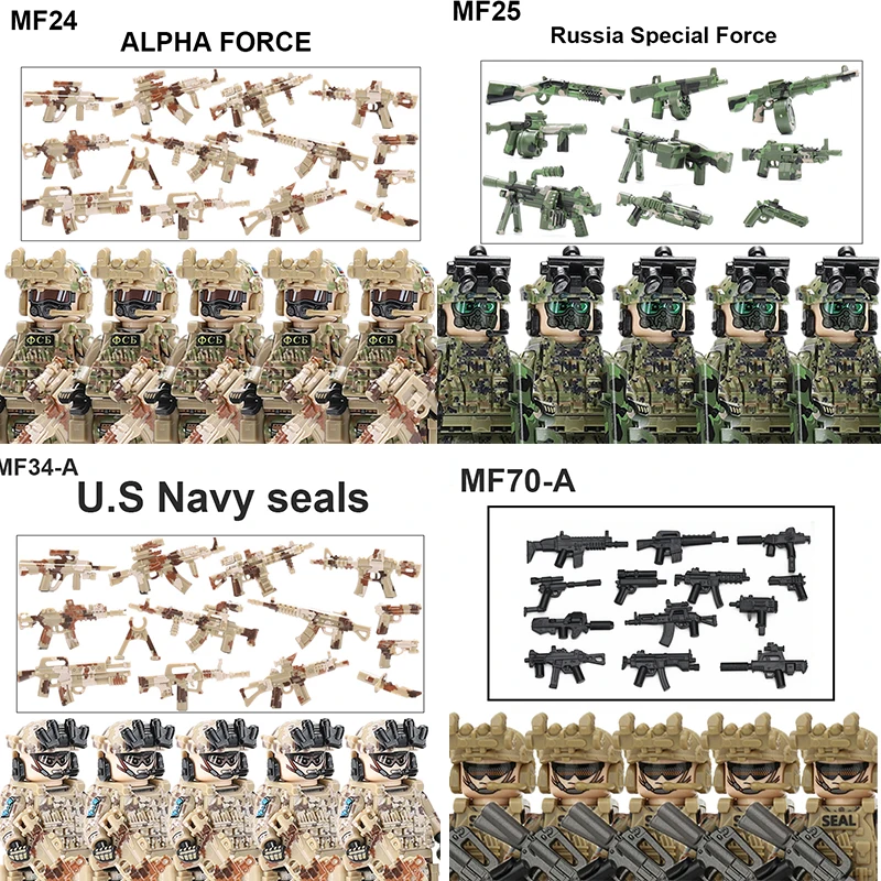 

WW2 Russian Alpha Special Forces Figures Building Blocks Police Forces Equipment Bricks Military Weapons Gun Toys Gifts For Boy