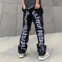 new jeans mens brand clothing korean hip hop hole embroidery oversized s 4xl straight black trousers fashion men%e2%80%99s streetwear