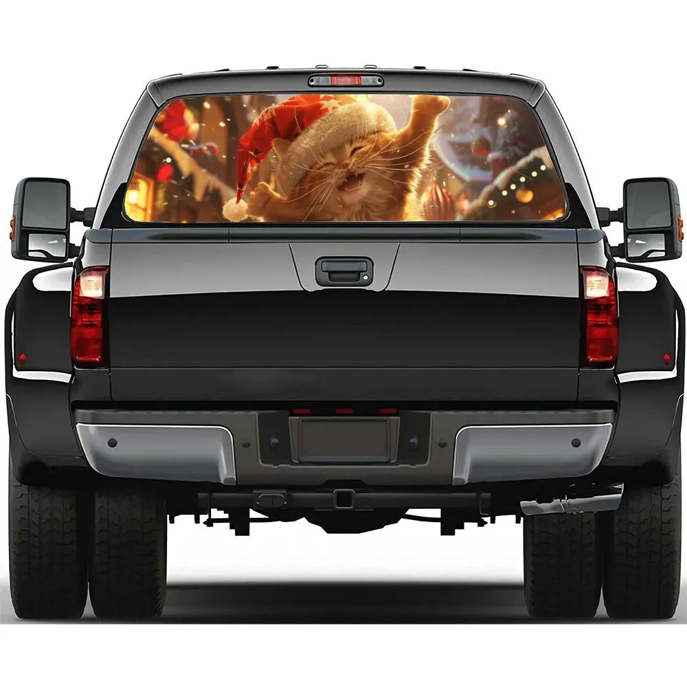 Танцующее Рождество животное кошка автомобиль наклейка на заднее лобовое стекло