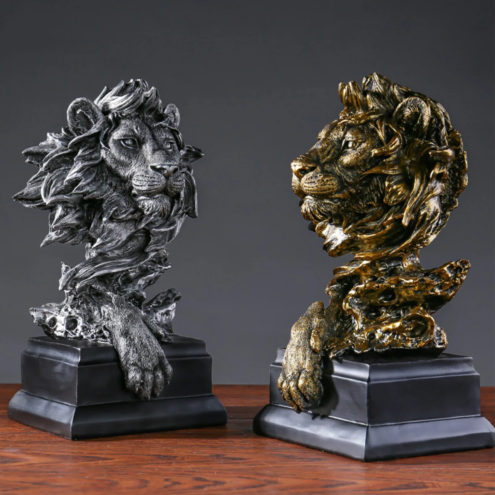 

Figurines Lion Head Figurine Anniversary Gift Desktop Ornaments European Modern Home Decoration Soft Decoration