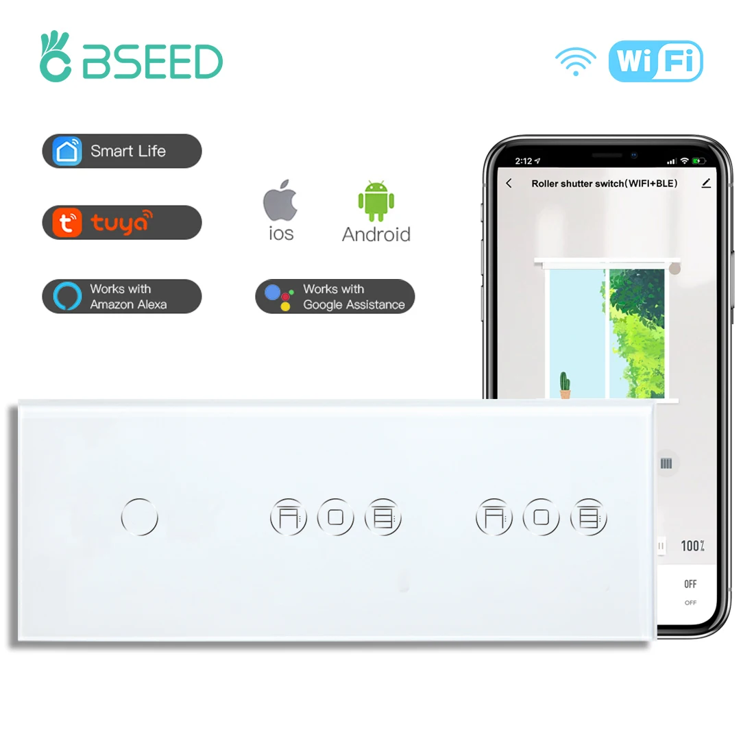 Умный роликовый выключатель Bseed с Wi-Fi и управлением через приложение