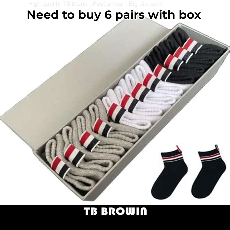 

Men's TB BROWIN THOM Socks RWB Stripes Ankle Unisex Korean Fashion Cotton Knitted Comfortable Casual Harajuku Stockings