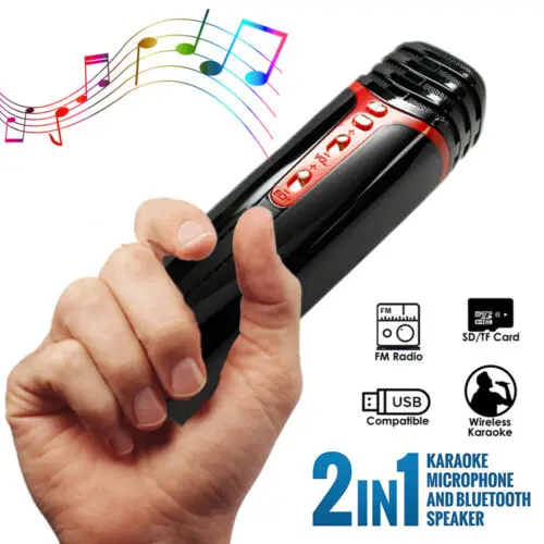 

2-in-1 Portable Wireless Karaoke Mic & Bluetoot Speaker FM Tune & Voice Change