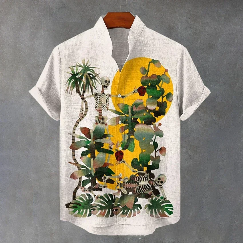 Мужская рубашка из микрофибры с принтом фламинго