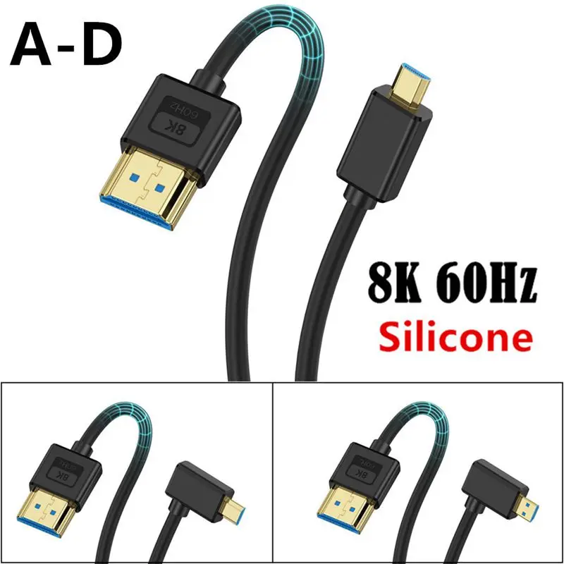 Совместимый силиконовый кабель Micro HDMI к Версия 2 1 Соединительный высокой