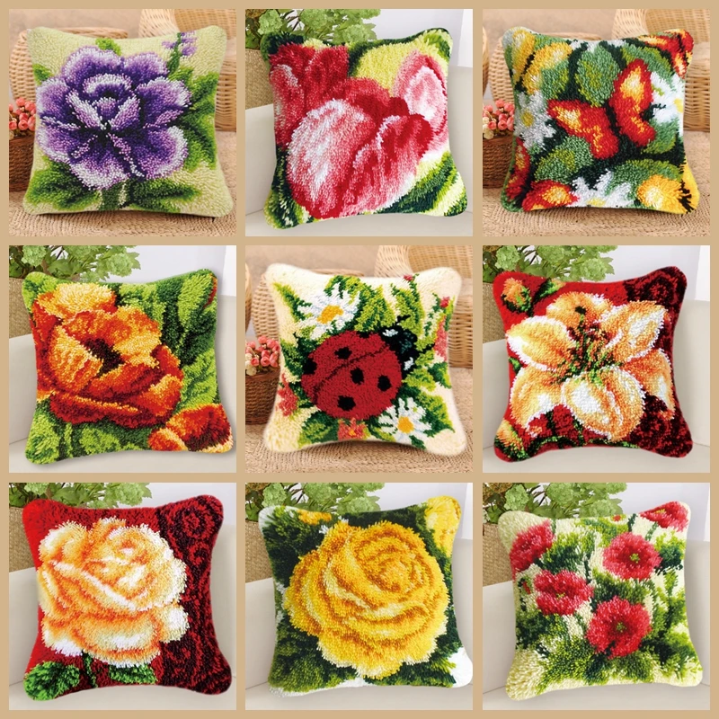 

Набор для вышивки крестиком с растениями и цветами, Набор для вышивки бабочками, декоративная подушка, для взрослых, домашние аксессуары «с...