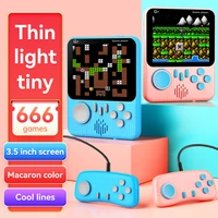 666 games mini handheld game console retro portable 3 5 inch screen student card machine two roles gamepad and av boy console