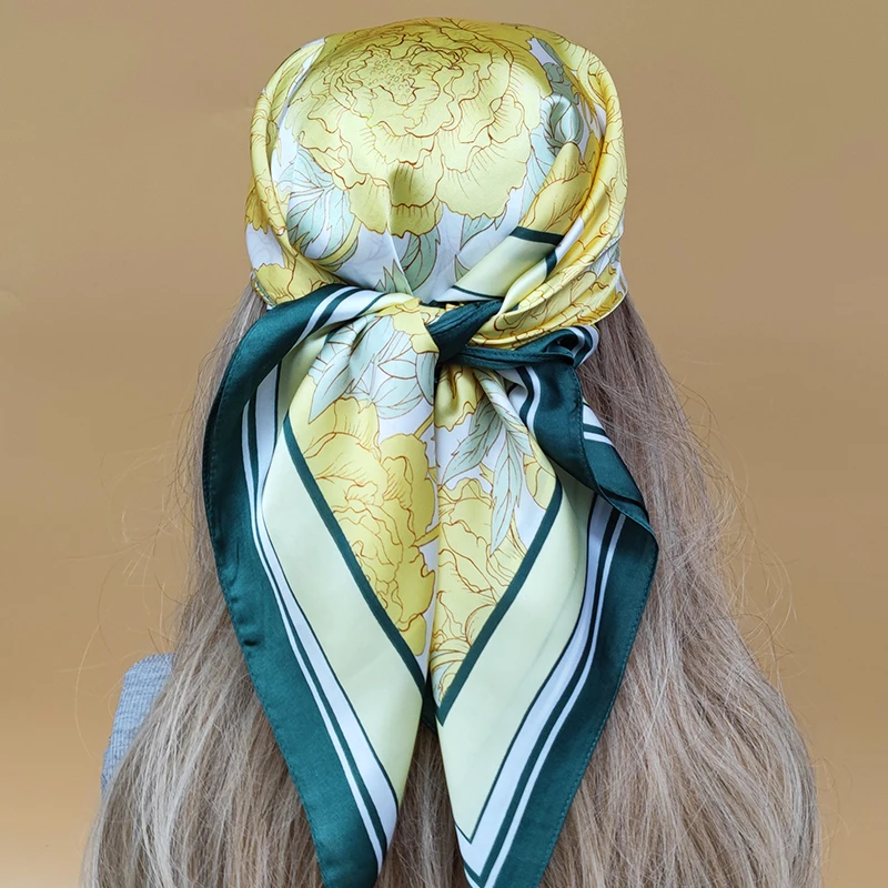 Женский солнцезащитный Шелковый Хиджаб Дизайнерские шарфы на все четыре сезона