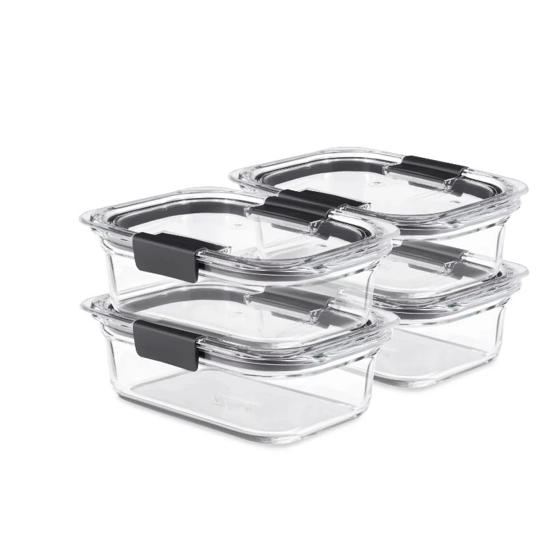 

Glass Set of 4 Food Storage Containes with Latching Lids, 3.2 Cups