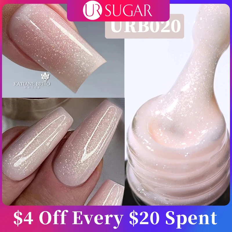 

UR SUGAR 7ml Milky Jelly White Glitter Rubber Base Gel Polish Pink Nude Color Soak Off UV LED Self-leveling Gel Varnish Manicure