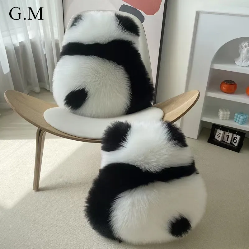 

New Cute Furry Angry Panda Back Pillow Cushion Living Room Bed Decor Seat Cushion Plush Throw Pillow Sofa Seat Waist Cushion