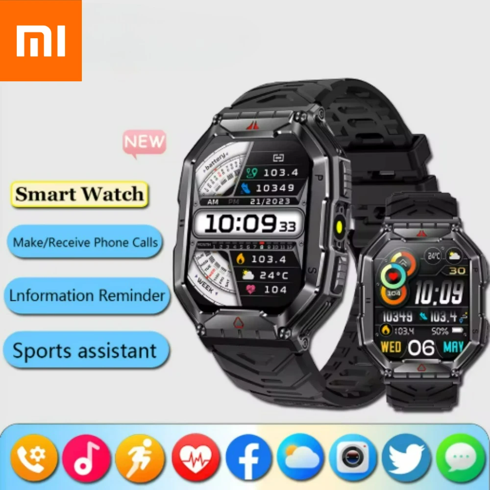 Фото Xiaomi новые военные умные часы для мужчин 2,01-дюймовый HD-экран 650 мАч IP68 спортивный трекер на открытом воздухе 24 часа мониторинг здоровья умные часы №1
