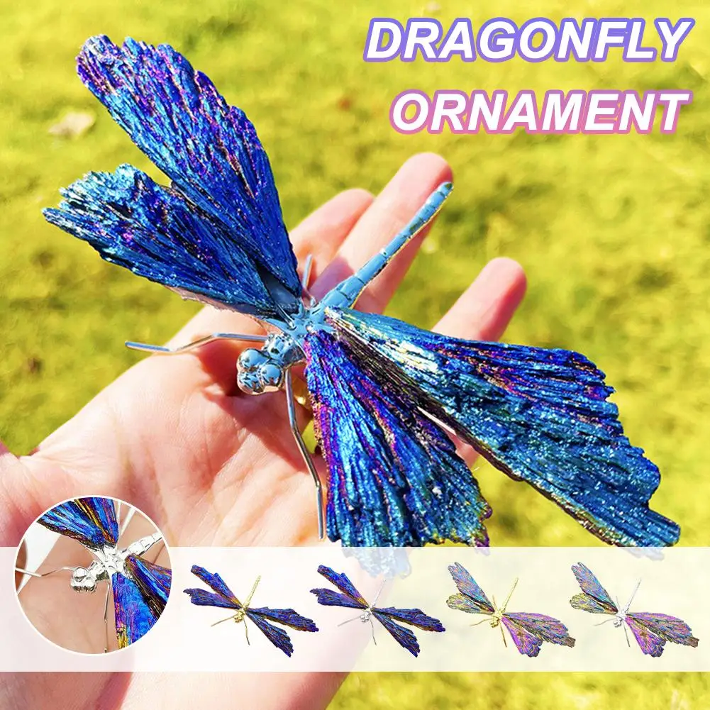 

Crystal Plating Dragonfly Ornament Natural Black Tourmaline Home Dragonfly Electroplating Decoration Crafts Decoration B2D9