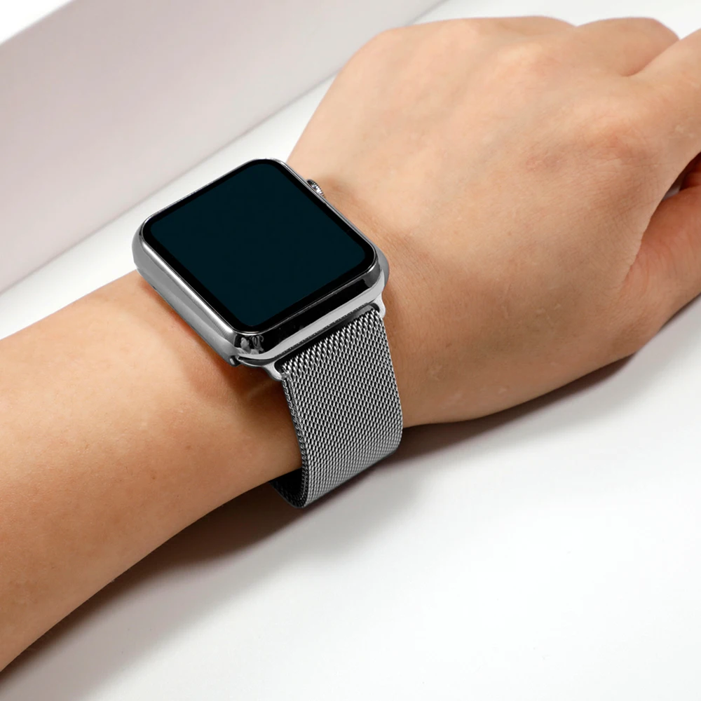 Milanese strap+case for Apple watch band 45mm 49mm42mm 41mm44mm40mm MetalMagnetic bracelet correa for iwatch series 8 7 6 SE 5 3
