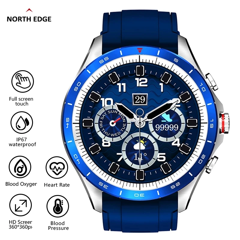 

NORTH EDGE NL10 Smart Watch Men 360*360 HD Touch Screen Blood Oxygen Bluetooth IP67 Waterproof Sports Smartwatch For Android IOS
