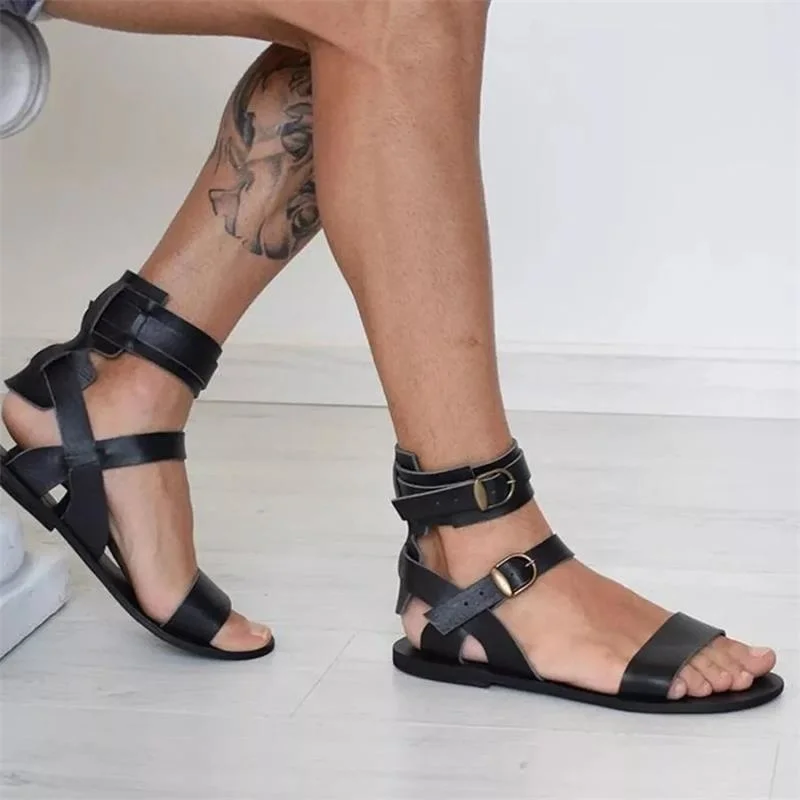 

Sandals Men Shoes PU Solid Color Fashion Casual Street Beach Personality Refreshing Simple Belt Buckle Comfortable Sandals CP004