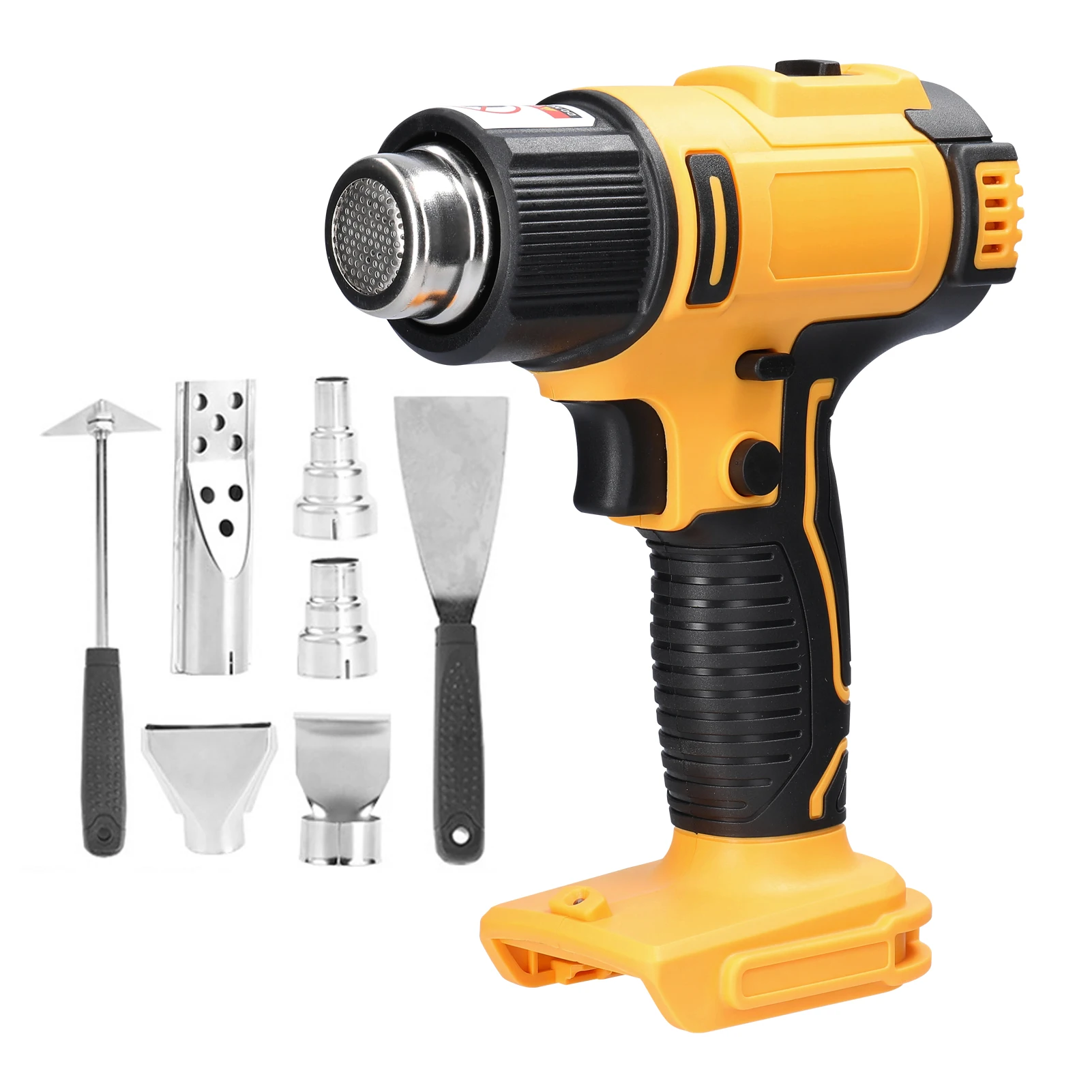 

Cordless Hot Air Machine 18V Lithium Rechargeable Heating Equipment Temperatures Adjustable Air Gun with 5 Nozzles 2 Scrapers