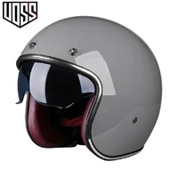 open face vintage motorcycle helmet cafe racer 34 jet scooter casque dot approved hidden sun lens leather lining capacetes moto