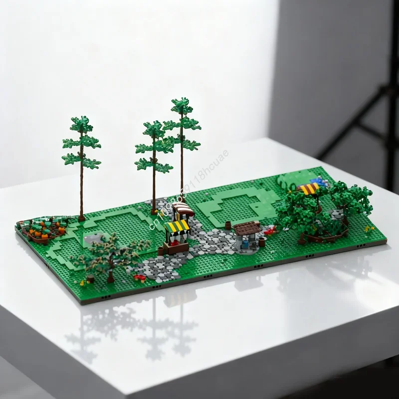 Фото 2160 шт. MOC, средневековый город, диорама, набор дисплеев, созданная модель, строительные блоки, сделай сам, образование, Рождественский подарок, кирпичная игрушка, детский день рождения №1