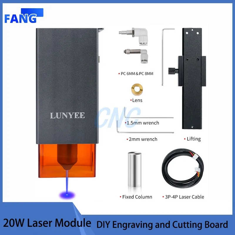 20W Optical Power Laser Module 4 Diode Laser Head with Air Assist Cut Metal for Home CNC Laser Cutting Engraving Machine
