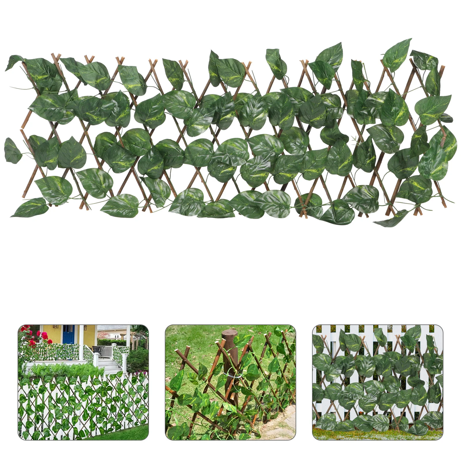 

Fence Fake Green Wall Screen Artificial Leaves Faux Leaf Trellis Greenery Wooden Garden Decoration Lifelike Simulated