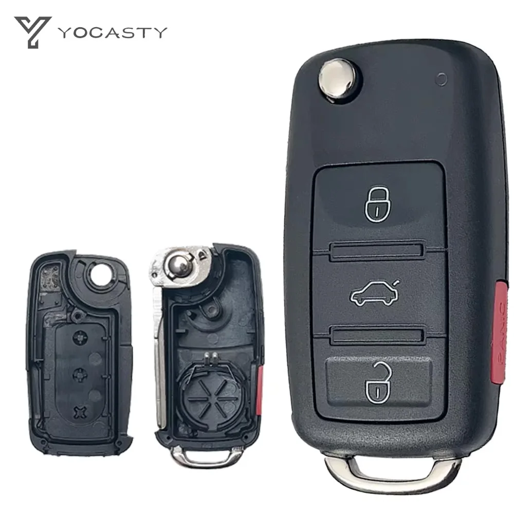 YOCASTY для VOLKSWAGEN VW Phaeton Touareg 2002-2010, 3+1 кнопки, сменный выкидной корпус ключа-брелока для автомобиля, KR55WK45032