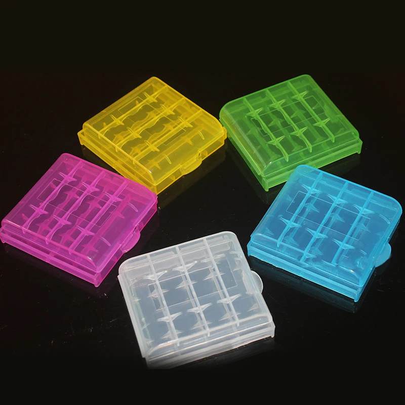 New Colorful Plastic Battery Holder Case 4 AA AAA Hard Plastic Storage Box Cover For 14500 Battery Organizer Container