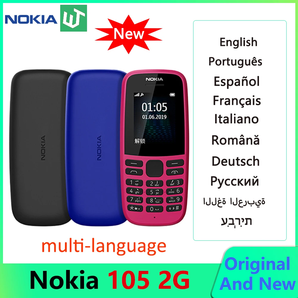 

New Original Nokia 105 New 1.77“ Display 4MB Storage 800mah Battery Ultra-long Standby With Flashlight Games Radios 2G