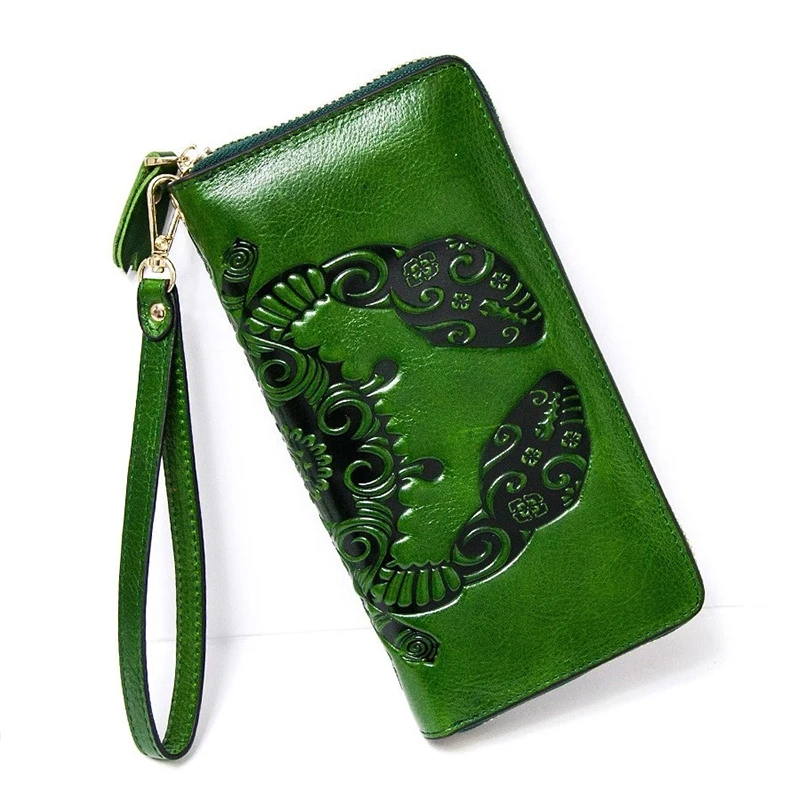Long Genuine Leather Wallet Women Fashion Ladies Leather Wallets Big Real Cowhide Purses Animal Pattern Female Clutch Bag