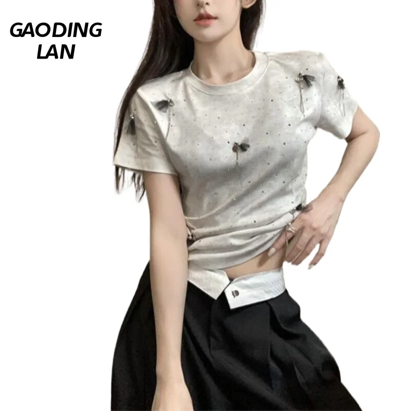 Женский топ с коротким рукавом цепочкой