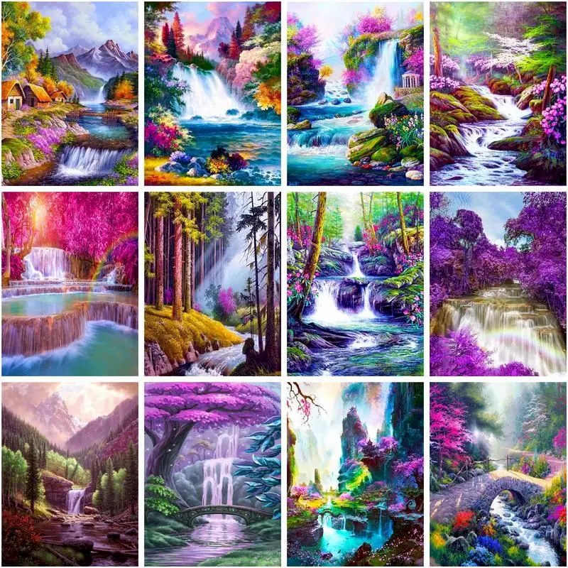 

GATYZTORY Paint By Number Waterfall Scenery Pictures By Number Drawing On Canvas HandPainted Art Gift Home Decor