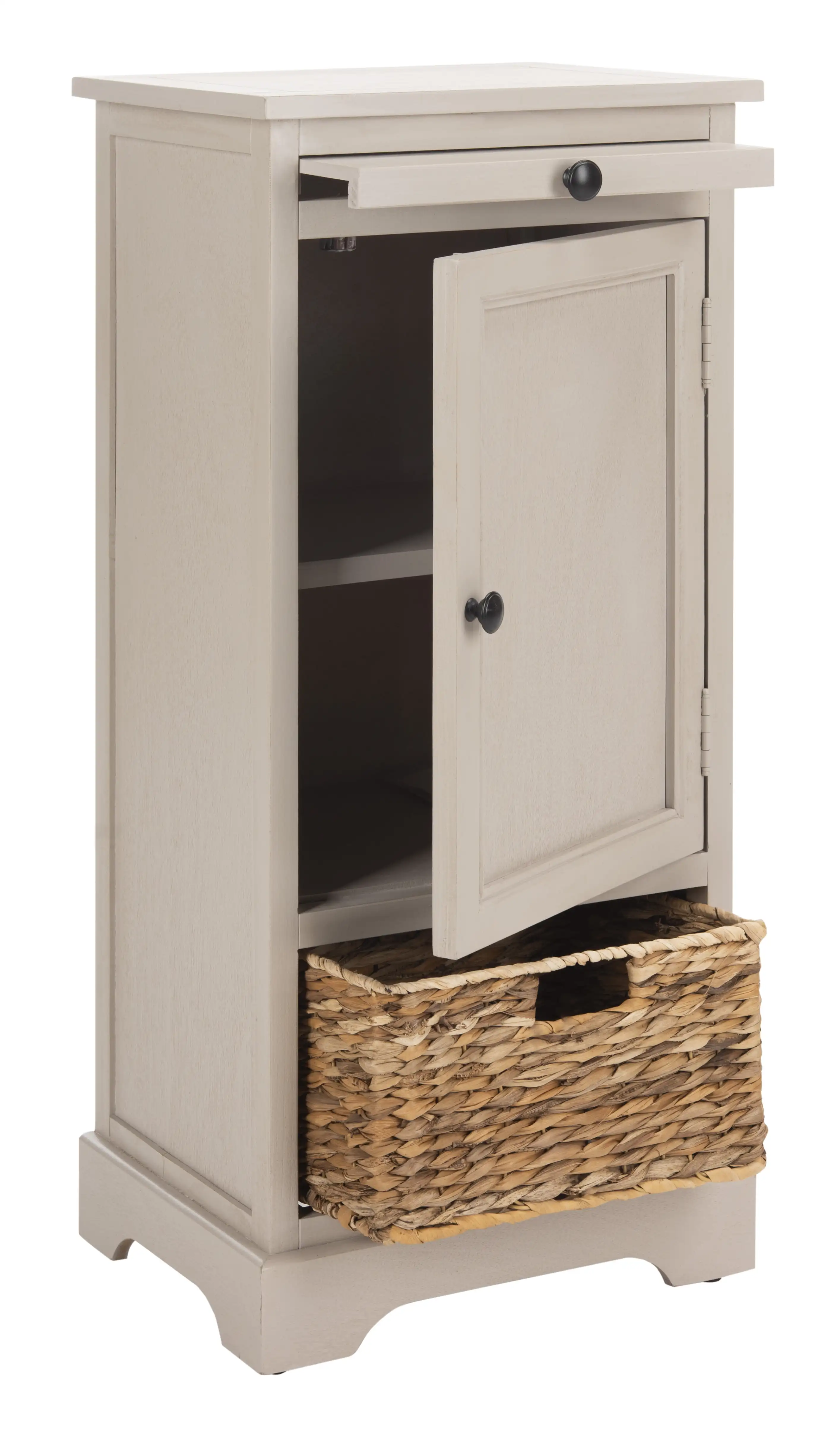 

Raven Solid Tall Storage Unit with Pullout Table and Basket