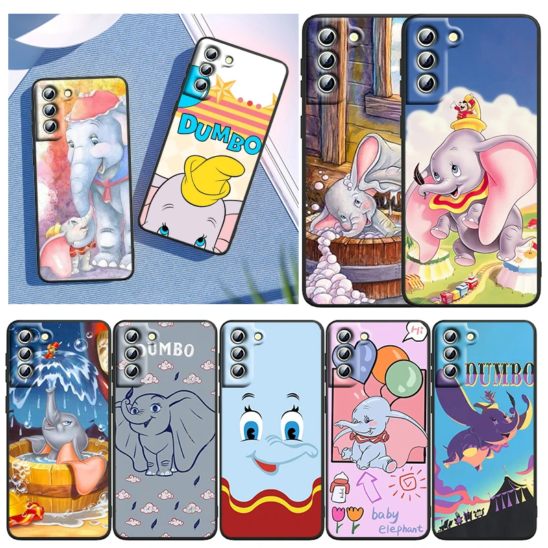 

Phone Case For Samsung S22 S21 S20 FE Ultra Pro Lite S10 5G S10E S9 S8 S7 Plus Edge Disney Cartoon Cute Dumbo Black Cover