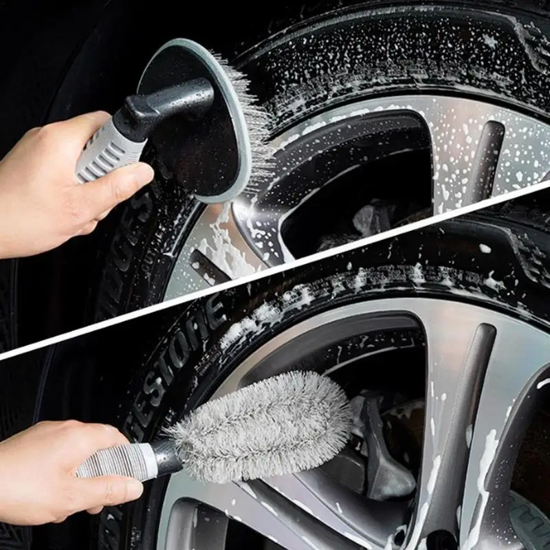 

Multifunctional Wheel Brush Kit Durable Plastic Coated Brushes All In One Cleaning Tools Easy To Use And Store For Car Asseccory