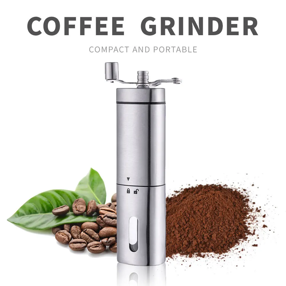 

Portable Hand-Cranked Coffee Grinder Stainless Steel Manual Coffee Grinder Adjustable Ceramic Coffee Bean Mill Kitchen Mill Tool