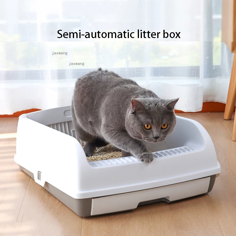 

Semi-automatic Semi-closed Cats Litter Box Splash-proof Drawer Type Cat Toilet Tray Deodorizing Pets Training Sand Basin Product