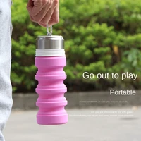 travel portable folding telescopic multifunctional outdoor silicone sports water bottle compression cup