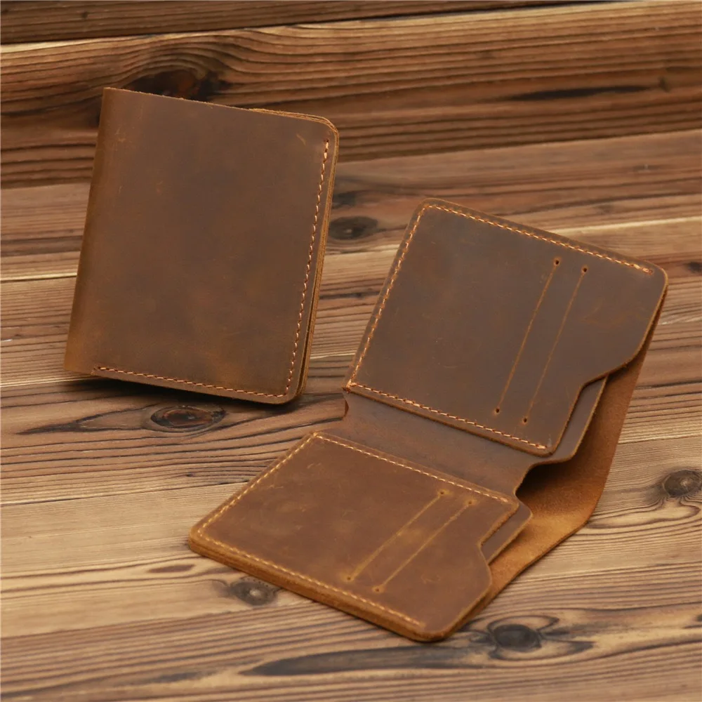 

Real Leather Card Holder Simple Vintage ID Card Driver's License Wallet