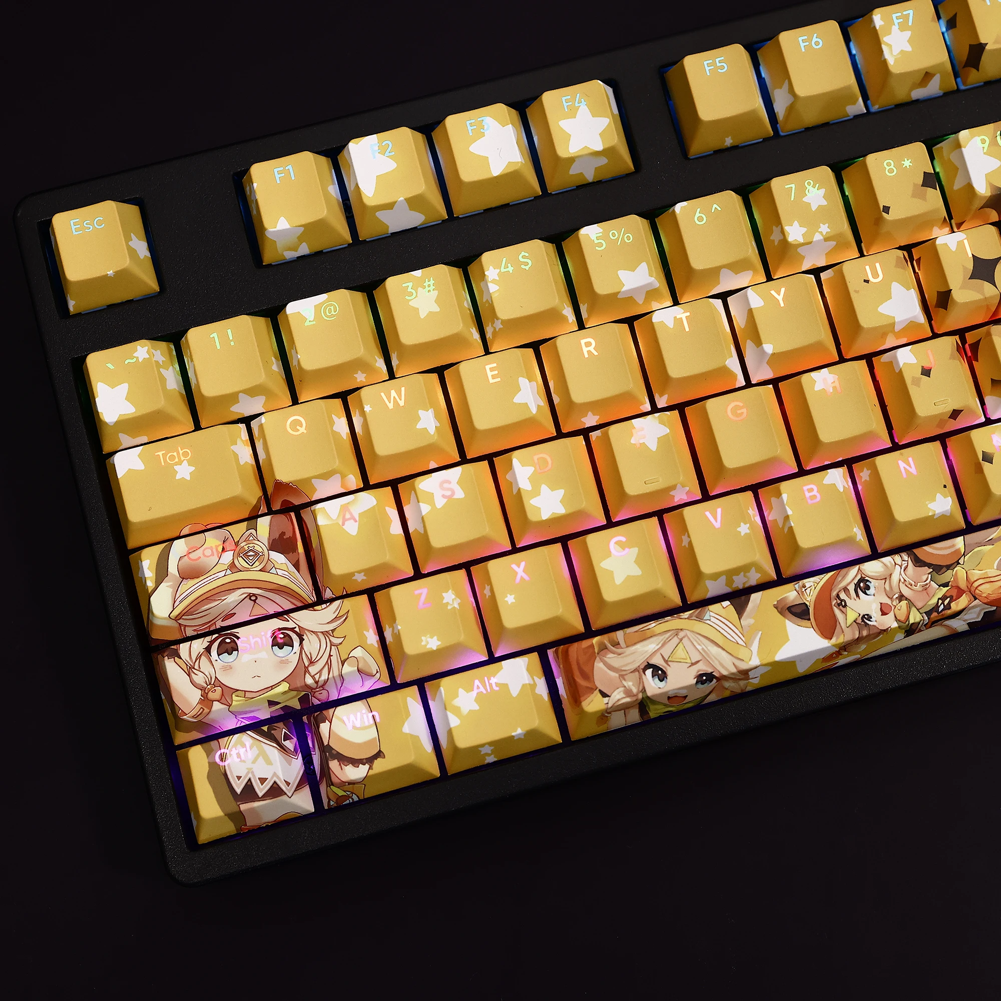 Kachina PBT 108 колпачки для клавиш Genshin Impact крышка ключей сублимационная краска