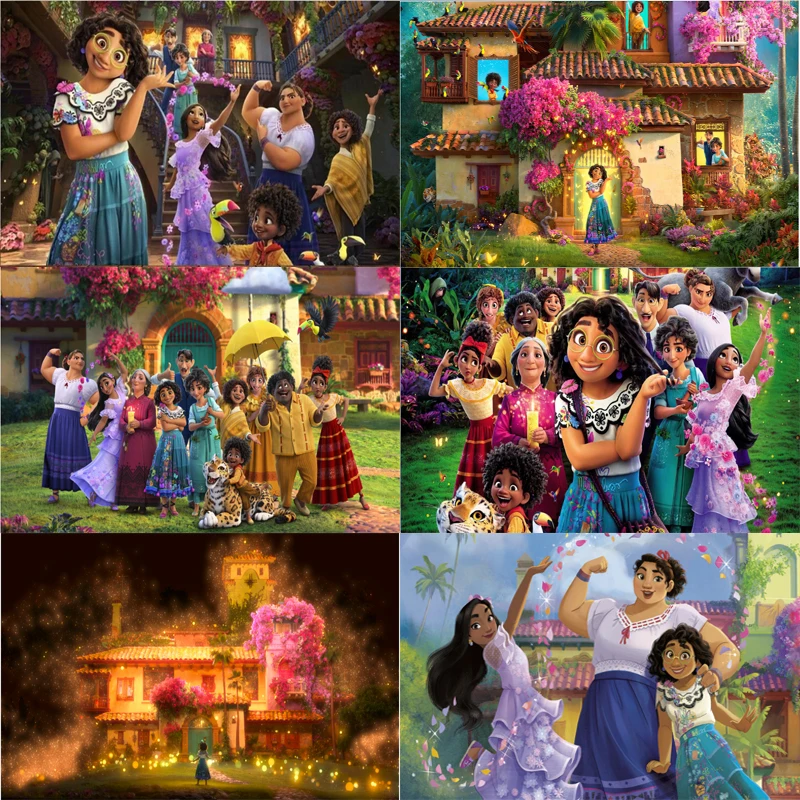 

Encanto Movie Photo Backdrop Girls Princess Rainbow Kids Happy Birthday Party Decoration Photography Backgrounds Banner