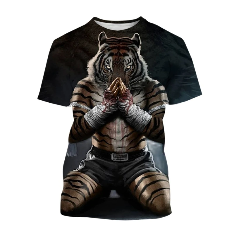 

Футболка мужская с 3d-рисунком животных, свободная Повседневная рубашка с круглым вырезом и коротким рукавом, с принтом бразильского юджитсу, одежда для борьбы
