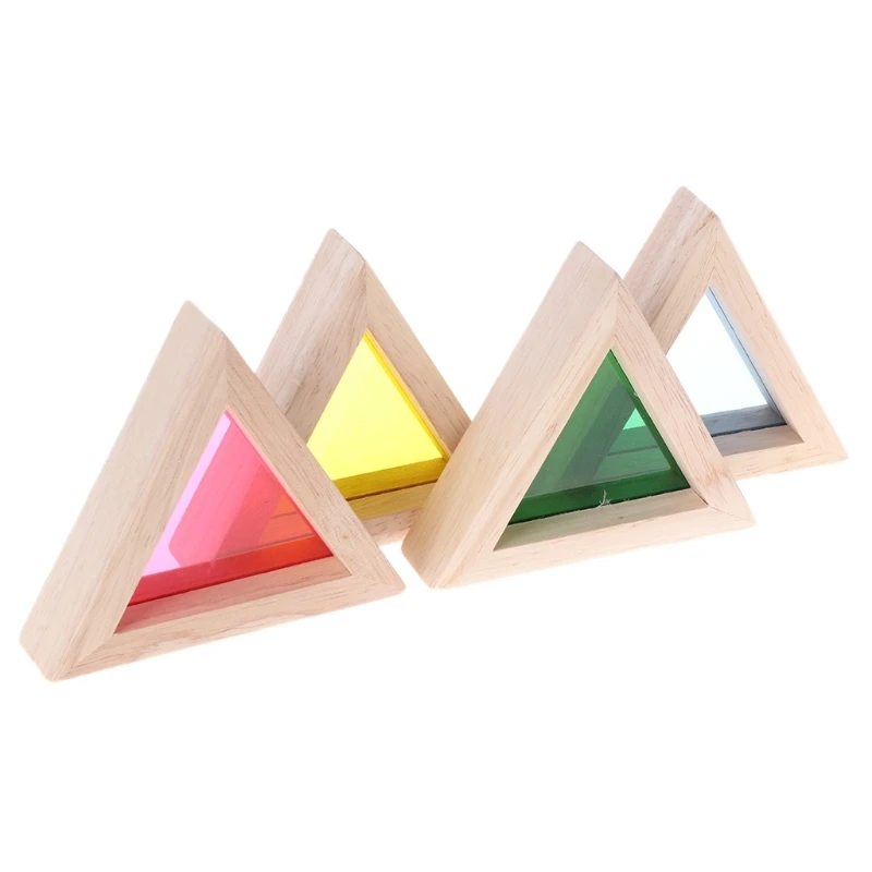 

Rainbow Acrylic Wooden Building Blocks Baby Educational Toy Montessori Kids toy